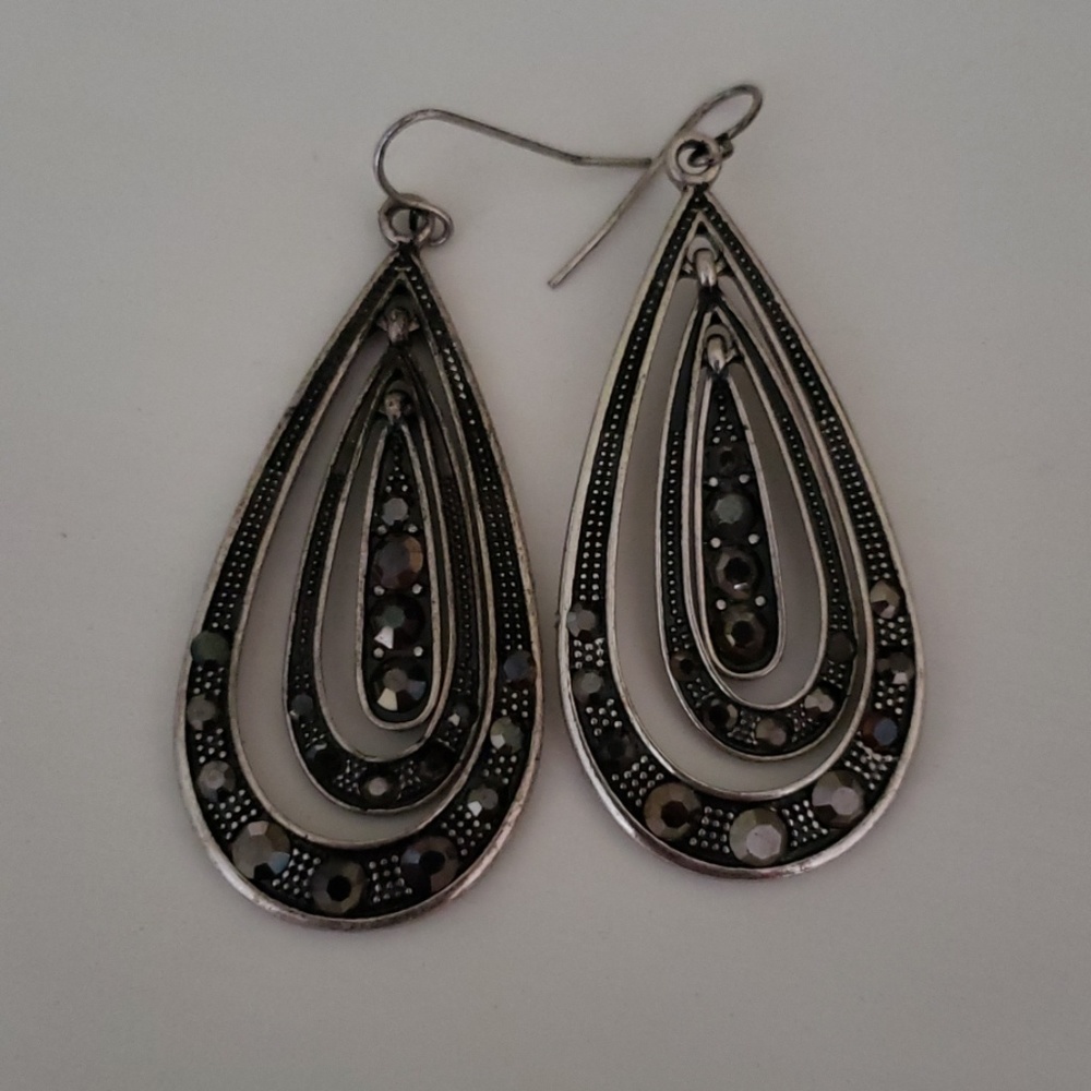 Dark Silver Drop Earrings